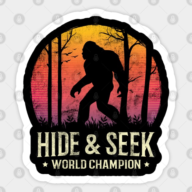 Hide and Seek World Champion Sunset Bigfoot Silhouette Sticker by HCMGift